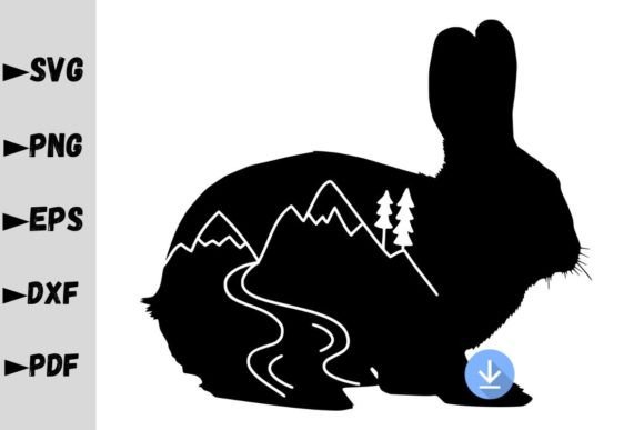 Bunny and Mountain Silhouette Graphics for Crafts