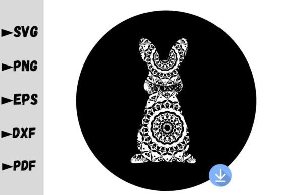 Bunny Mandala Silhouette for Graphics and Crafts