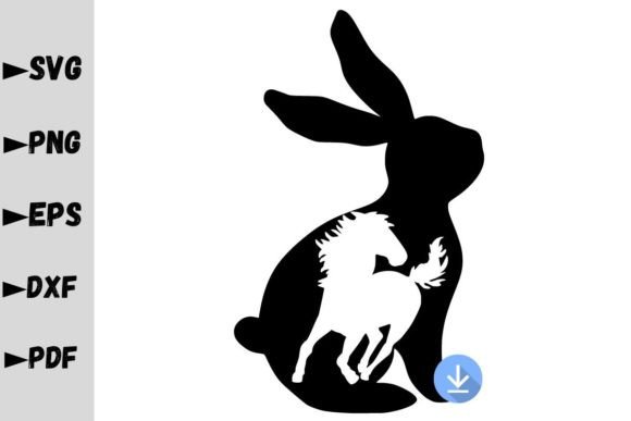 Fast Bunny Silhouette, Bunny and Horse Graphics for Crafts