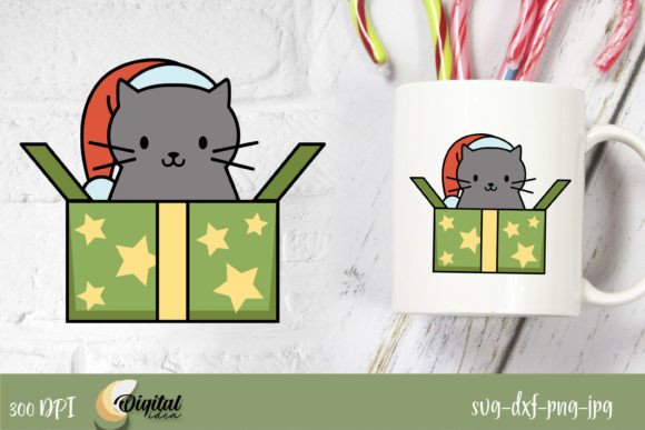 Gift Cat: A Festive Graphic Design Asset for Crafts and Local Branding