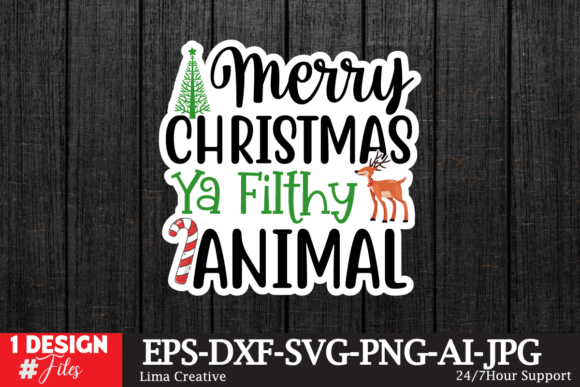 Merry Christmas Ya Fithy Animal Graphics for Crafts