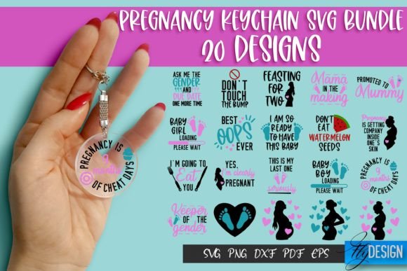 Pregnancy SVG Keychain Bundle Graphics for Crafts